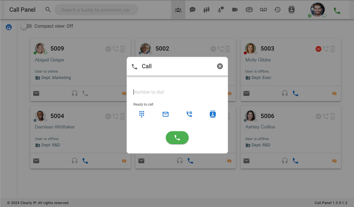 Clearly Cloud Call Panel Softphone