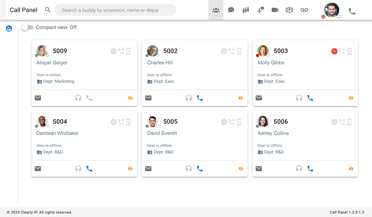 Clearly Cloud Call Panel Users
